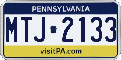 PA license plate MTJ2133