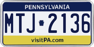 PA license plate MTJ2136