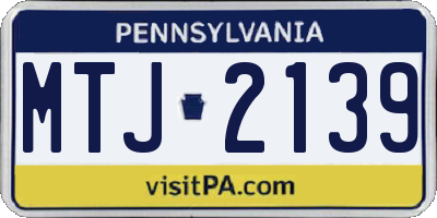 PA license plate MTJ2139