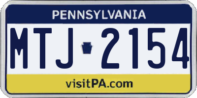 PA license plate MTJ2154