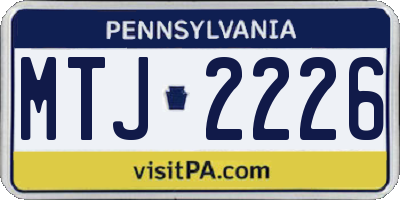 PA license plate MTJ2226