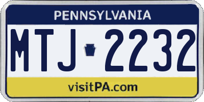 PA license plate MTJ2232