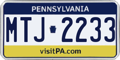 PA license plate MTJ2233