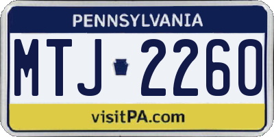 PA license plate MTJ2260