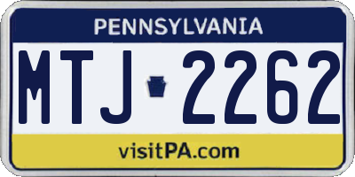 PA license plate MTJ2262