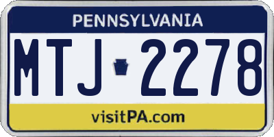 PA license plate MTJ2278