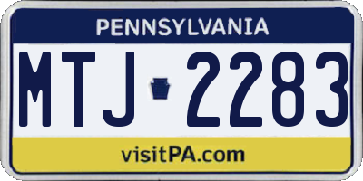 PA license plate MTJ2283