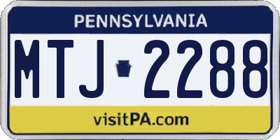 PA license plate MTJ2288