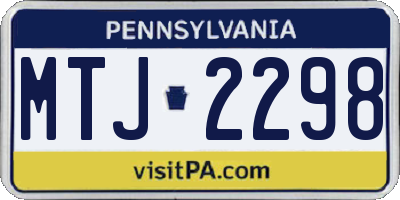 PA license plate MTJ2298