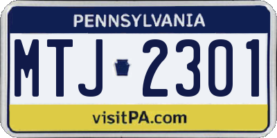 PA license plate MTJ2301