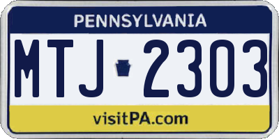 PA license plate MTJ2303