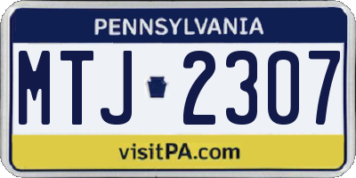 PA license plate MTJ2307