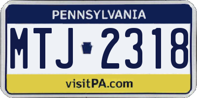 PA license plate MTJ2318