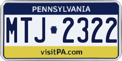 PA license plate MTJ2322