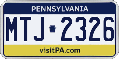 PA license plate MTJ2326