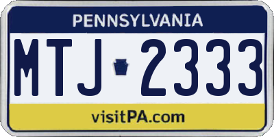 PA license plate MTJ2333