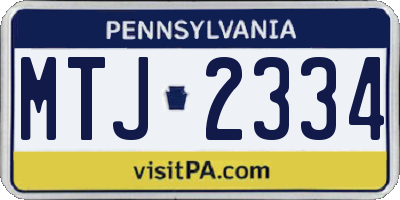 PA license plate MTJ2334