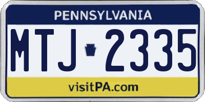 PA license plate MTJ2335