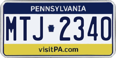 PA license plate MTJ2340