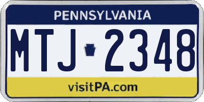 PA license plate MTJ2348