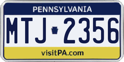 PA license plate MTJ2356