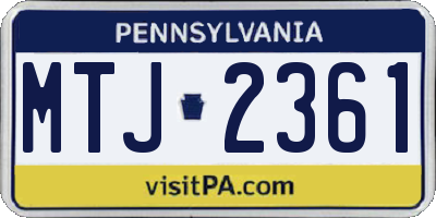 PA license plate MTJ2361