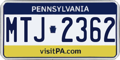 PA license plate MTJ2362