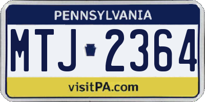 PA license plate MTJ2364