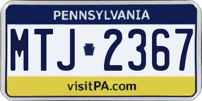 PA license plate MTJ2367