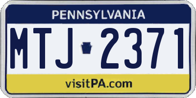 PA license plate MTJ2371