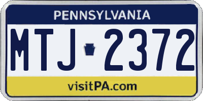 PA license plate MTJ2372