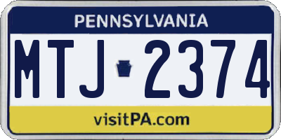 PA license plate MTJ2374