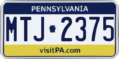 PA license plate MTJ2375