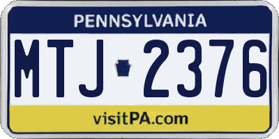 PA license plate MTJ2376