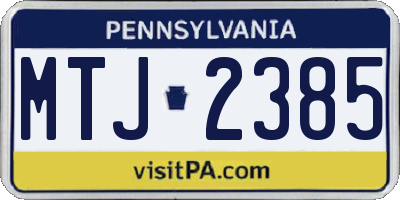 PA license plate MTJ2385