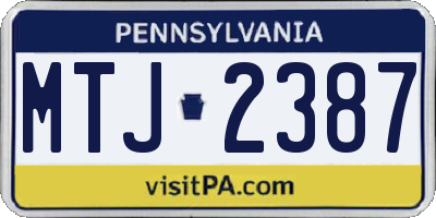 PA license plate MTJ2387