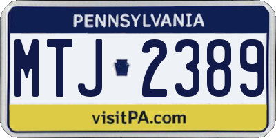 PA license plate MTJ2389