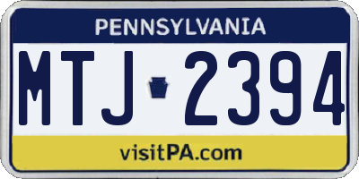 PA license plate MTJ2394