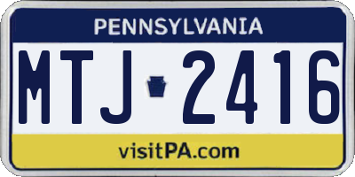 PA license plate MTJ2416