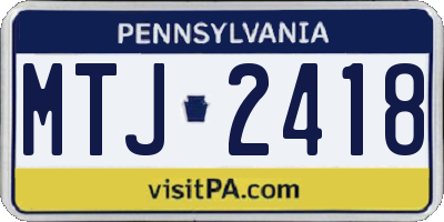 PA license plate MTJ2418