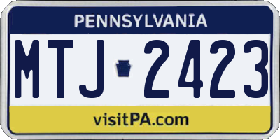 PA license plate MTJ2423