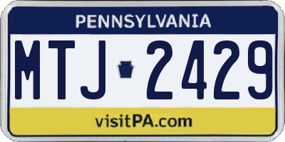 PA license plate MTJ2429