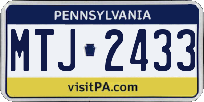 PA license plate MTJ2433