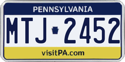 PA license plate MTJ2452