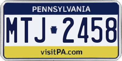 PA license plate MTJ2458