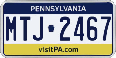 PA license plate MTJ2467