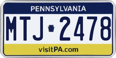 PA license plate MTJ2478