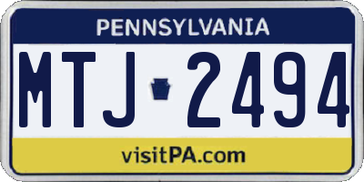 PA license plate MTJ2494