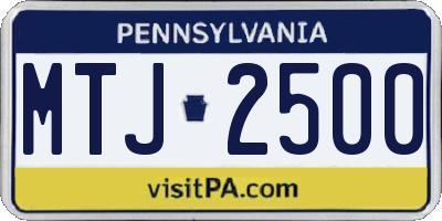 PA license plate MTJ2500