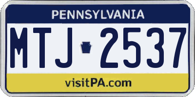PA license plate MTJ2537